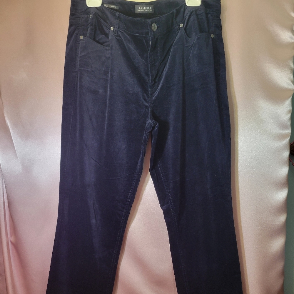 Talbots Velveteen Dark Blue Straight Leg Pants